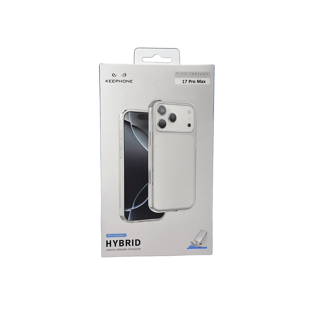 Keephone Hybrid Clear Case iPhone 17 Pro Max uchun transparent shaffof g‘ilofi arzon