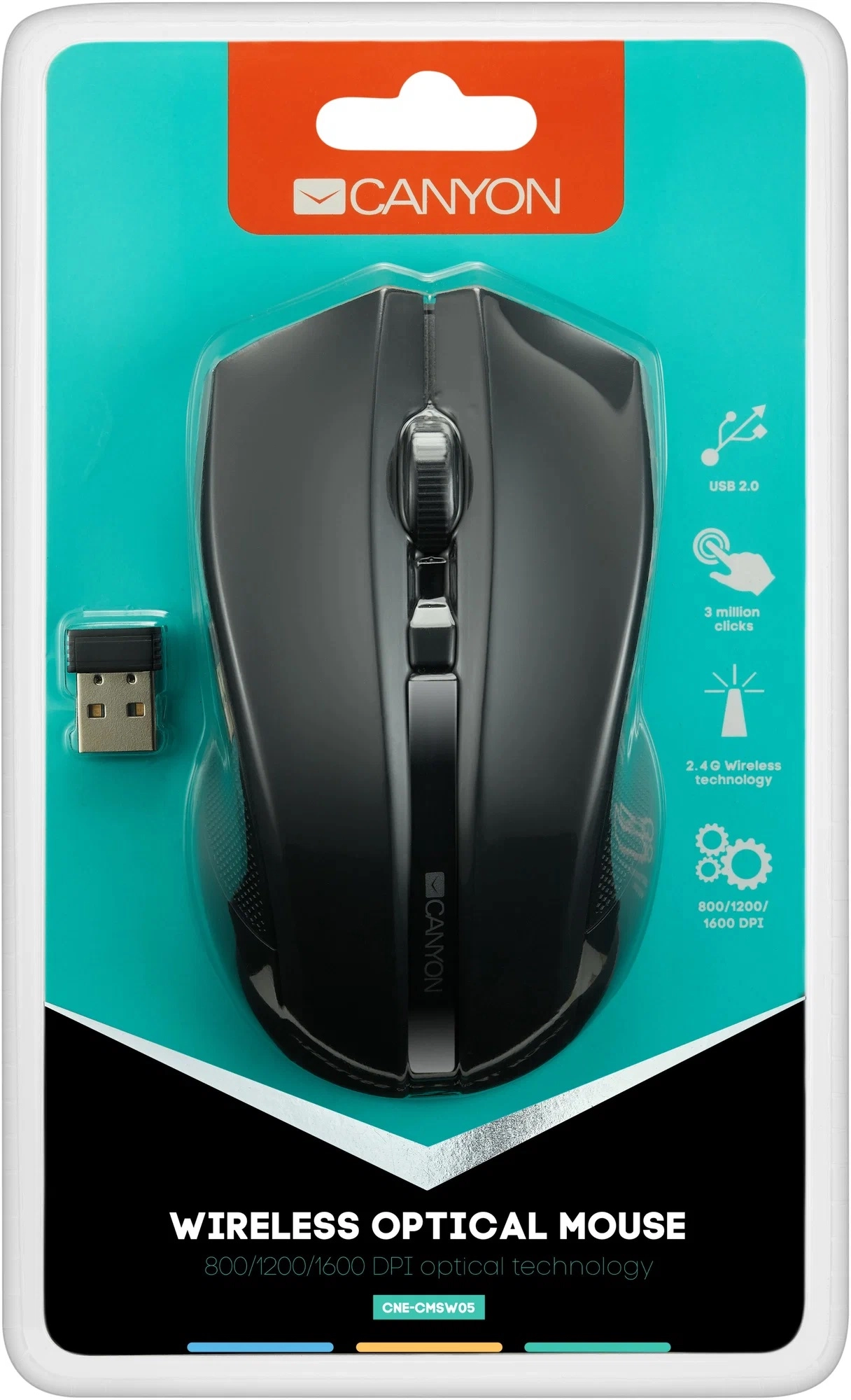 Мышь беспроводная Canyon MW-5 черный рассрочка