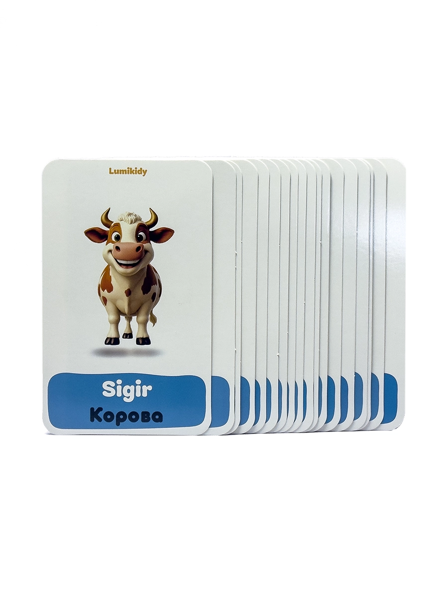 Bolalar rivojlanishi uchun kartochkalar: Uy hayvonlar - Домашние животные (rus tilida) narxi