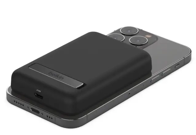 Power Bank Belkin Magnetic Wireless 5000 + stand qora portativ akkumulyatori onlayn