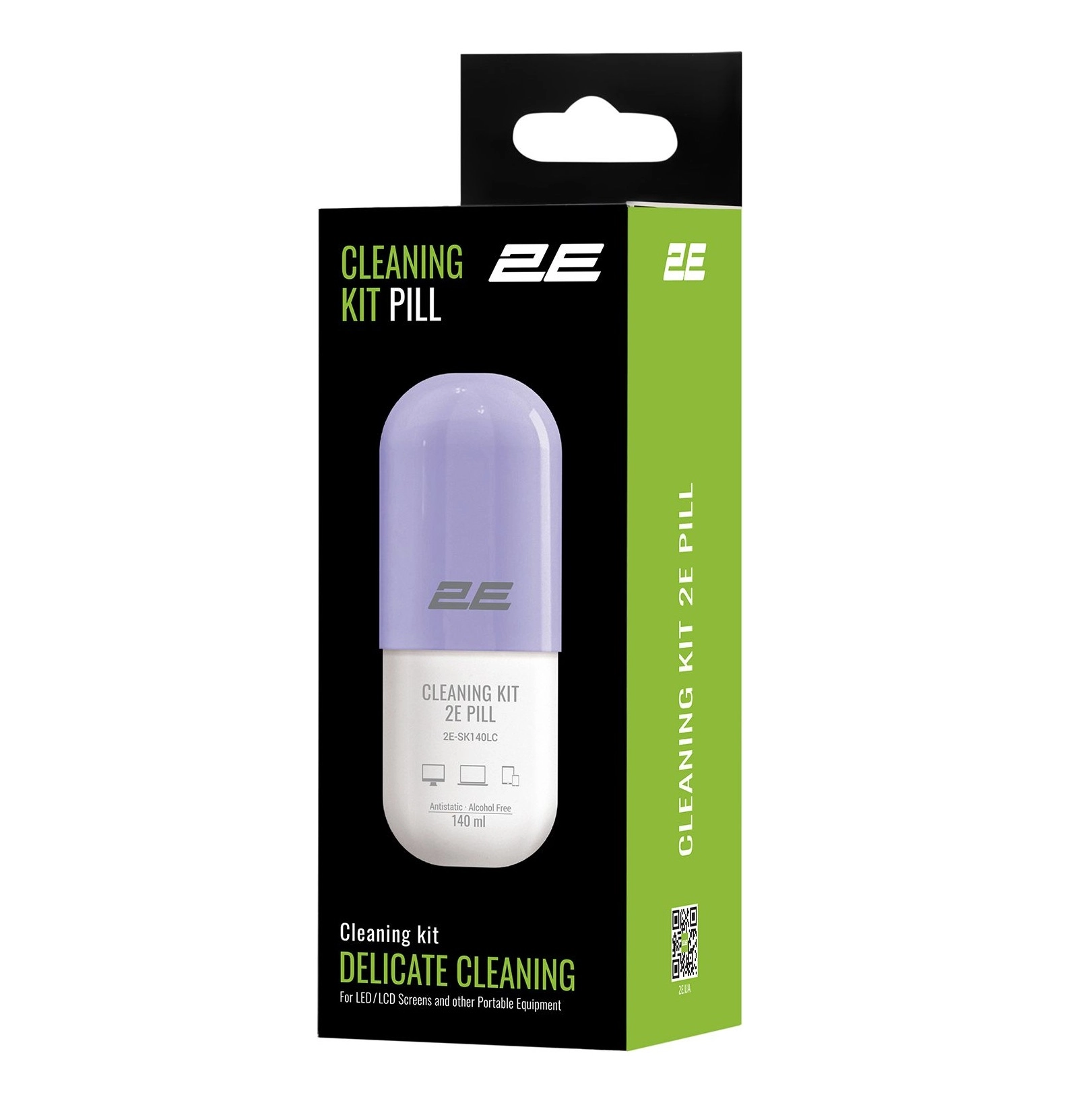 Tozalash to‘plami 2E PILL ofis texnikasi uchun (Liquid 140 ml + salfetka 20 sm), White-lilac onlayn