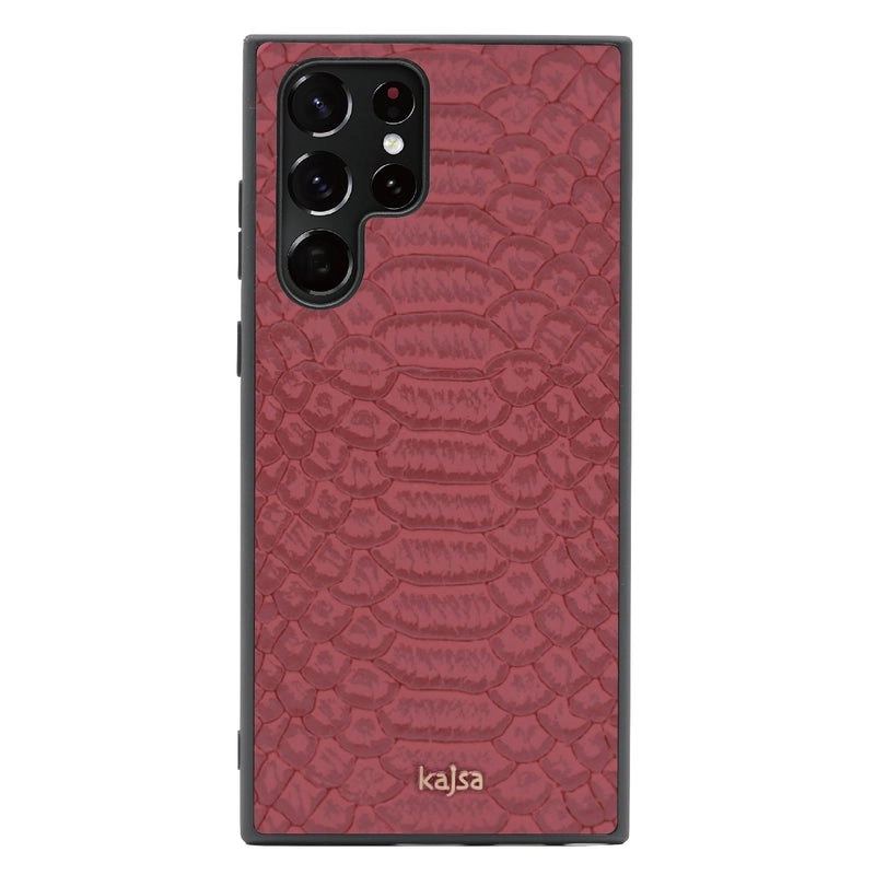 Samsung Galaxy S23/S23 Ultra uchun Kajsa Snake Pattern qizil g'ilofi sotib olish