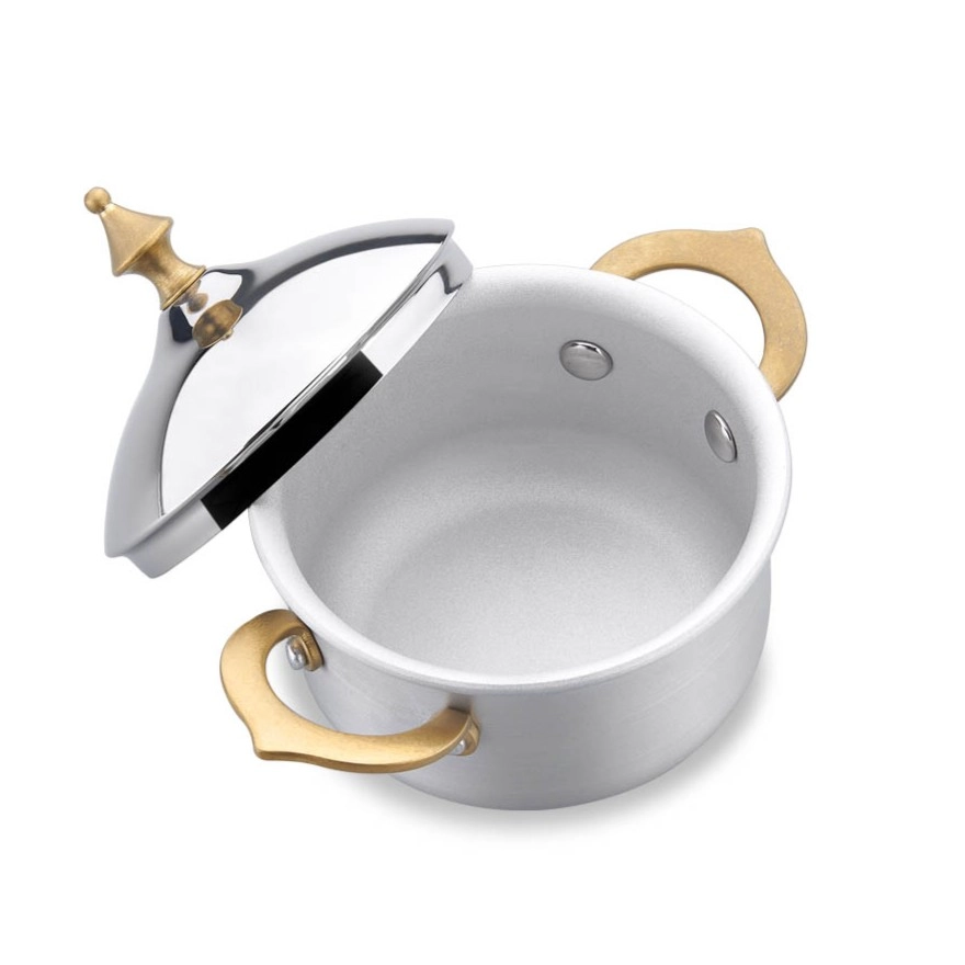 Korkmaz Hanedan 10 sm 0.45 l zanglamaydigan po‘lat, ko‘p qatlamli kapsulali taglik, kostryulkasi (A2972) , White arzon