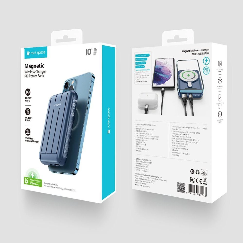Внешний аккумулятор Powerbank для iPhone Rock Space Magnetic P99 (Gray) - фото №3 Внешний аккумулятор Powerbank для iPhone Rock Space Magnetic P99 (Gray) в Узбекистане