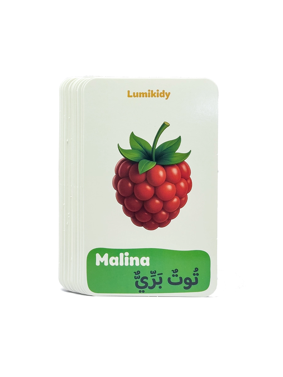 Bolalar rivojlanishi uchun kartochkalar: Mevalar - الفواكه (arab tilida) bo'lib to'lash