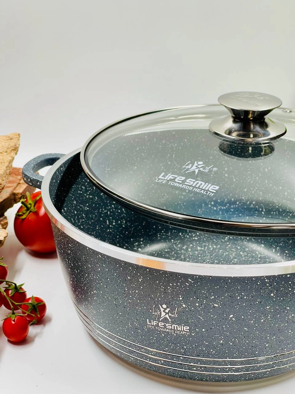 Shisha qopqoqli qozon Life Smile 28sm 6,9l , Grey arzon