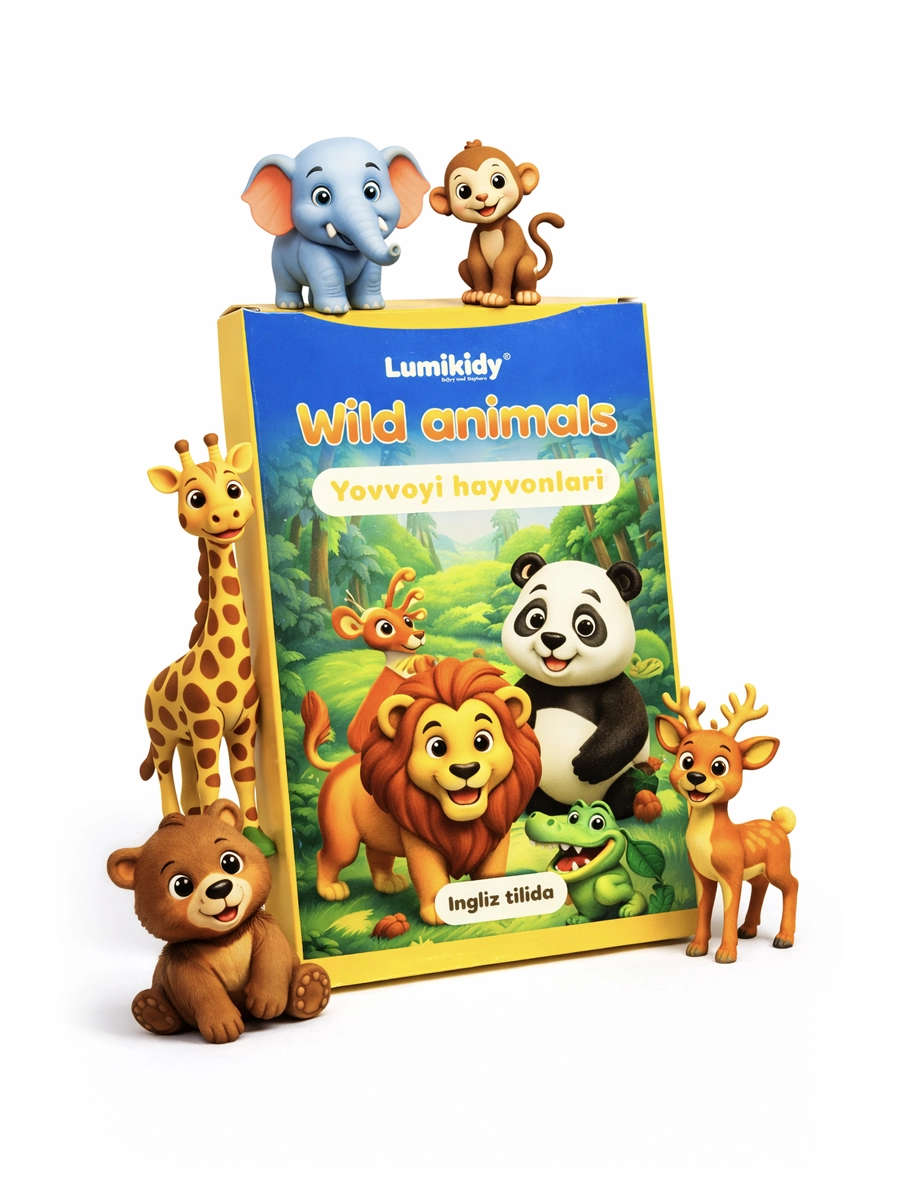 Bolalar rivojlanishi uchun kartochkalar: Yovvoyi hayvonlar- Wild animals (ingliz tilida) sotib olish