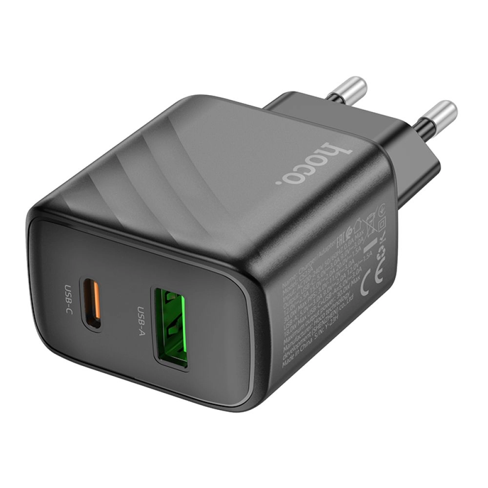 Hoco CS23A USB 30W (USB/Type-C) qora zaryadlovchi onlayn