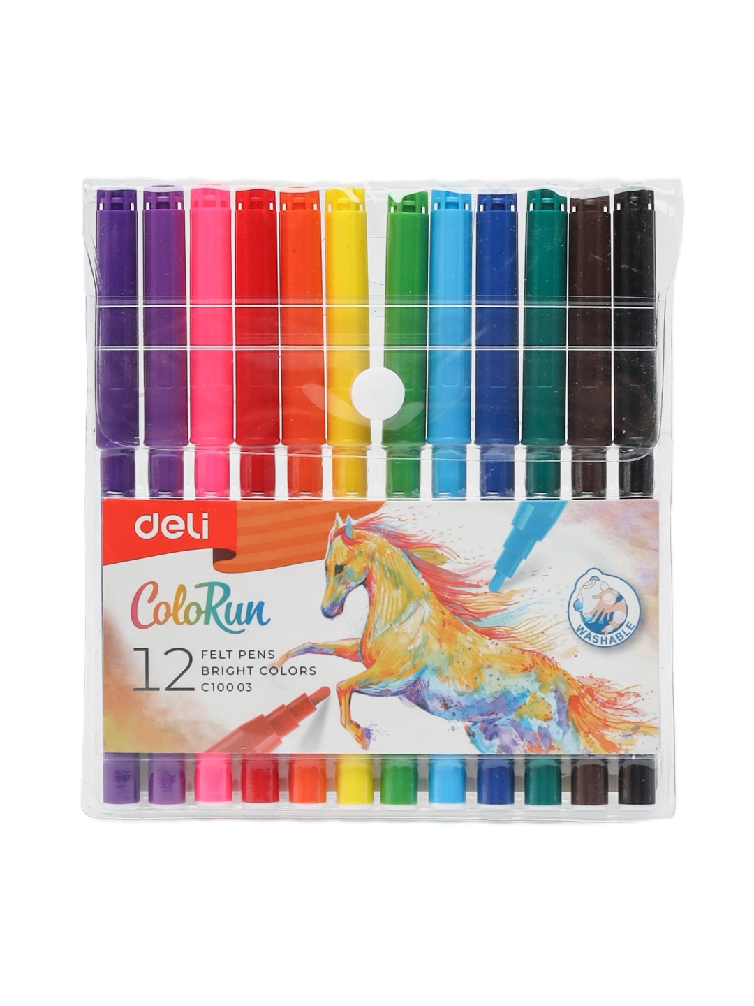 Deli EC10003 flomasteri 12 rang yuvuvchi+yorqin ranglar sotib olish