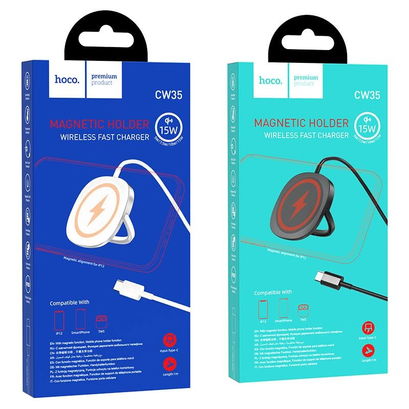 MagSafe Hoco CW35 oq Zaryadlovchi bilan ushlagich onlayn