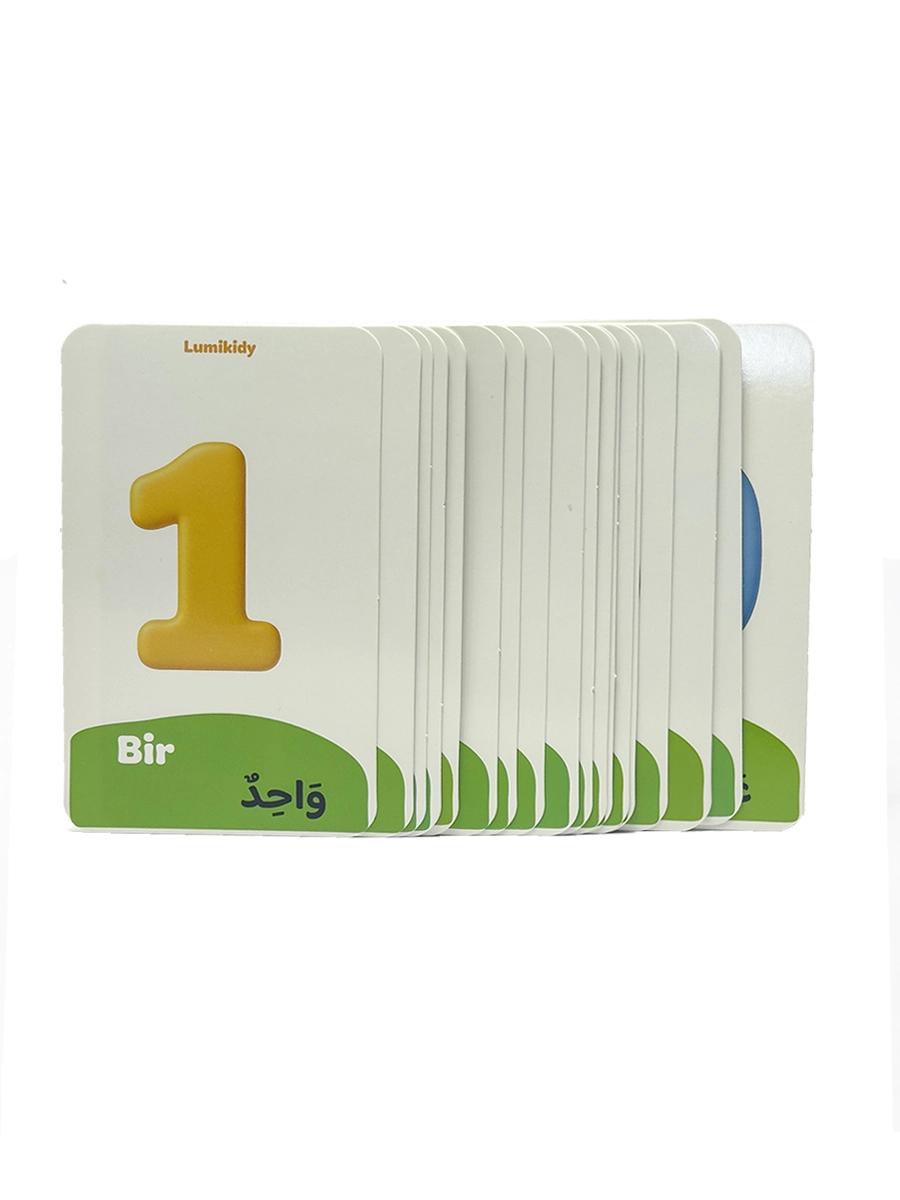 Bolalar rivojlanishi uchun kartochkalar: Raqamlar - الأرقام (arab tilida) bo'lib to'lash