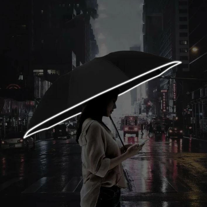 Xiaomi KongGu Reverse Ten Bone Automatic Lighting Umbrella Black fonarli soyaboni narxi