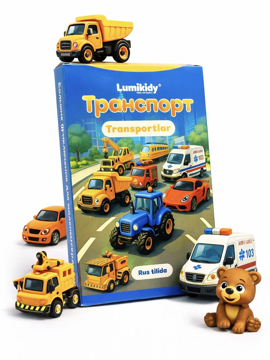 Bolalar rivojlanishi uchun kartochkalar: Transportlar - Транспорт (rus tilida) sotib olish
