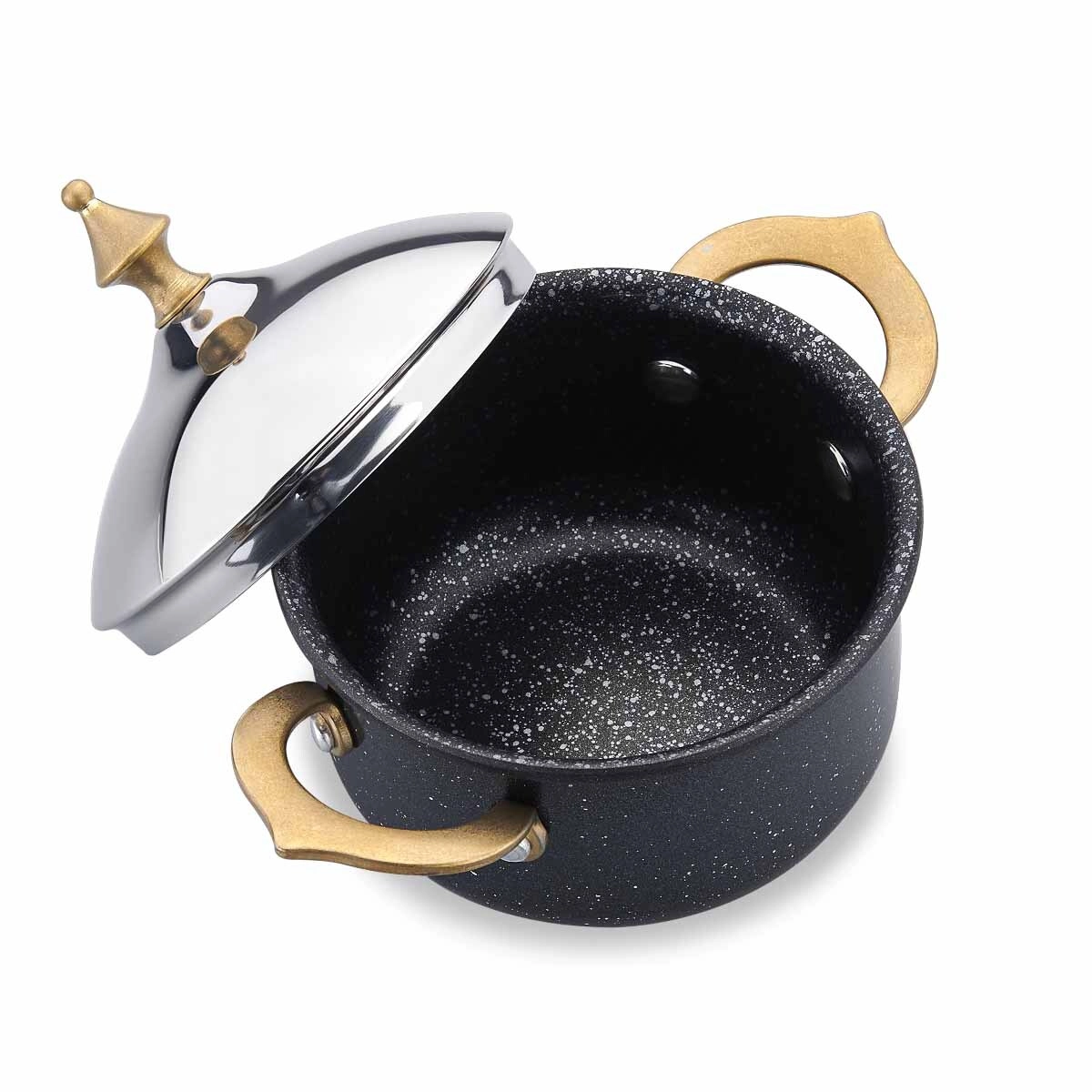 Korkmaz Hanedan 10 sm 0.45 l zanglamaydigan po‘lat, ko‘p qatlamli kapsulali taglik, kostryulkasi (A2972-1) , Black O'zbekistonda