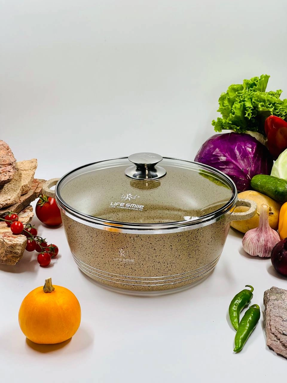 Shisha qopqoqli qozon Life Smile 20sm 2,3l , BEIGE sotib olish