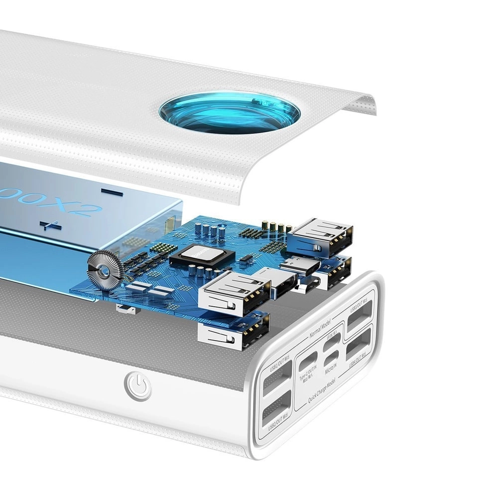 Baseus Power Bank Amblight Quick Charge 65W 30000mAh oq tashqi akkumulyatori bo'lib to'lash