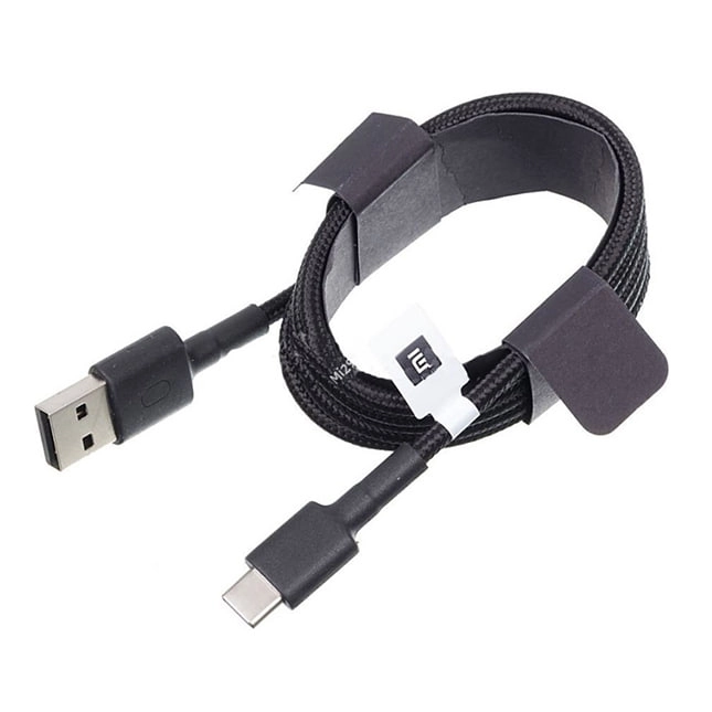 Mi Braided USB Type-C 100cm qora kabeli arzon
