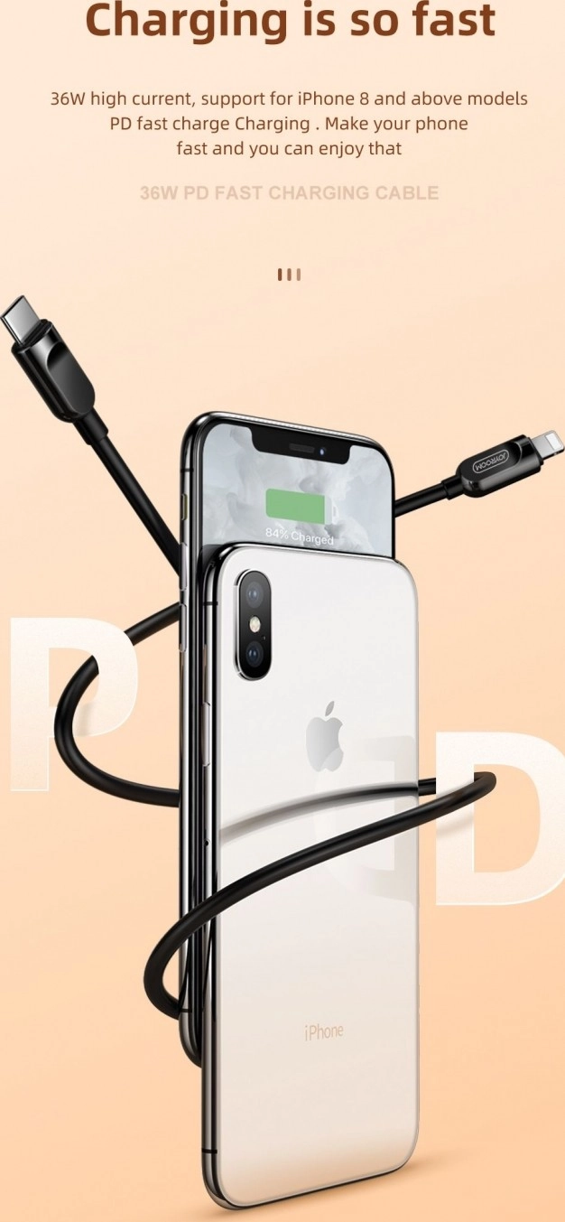 Joyroom S-M412 Type-c to Layting 36w 1m qora kabeli O'zbekistonda