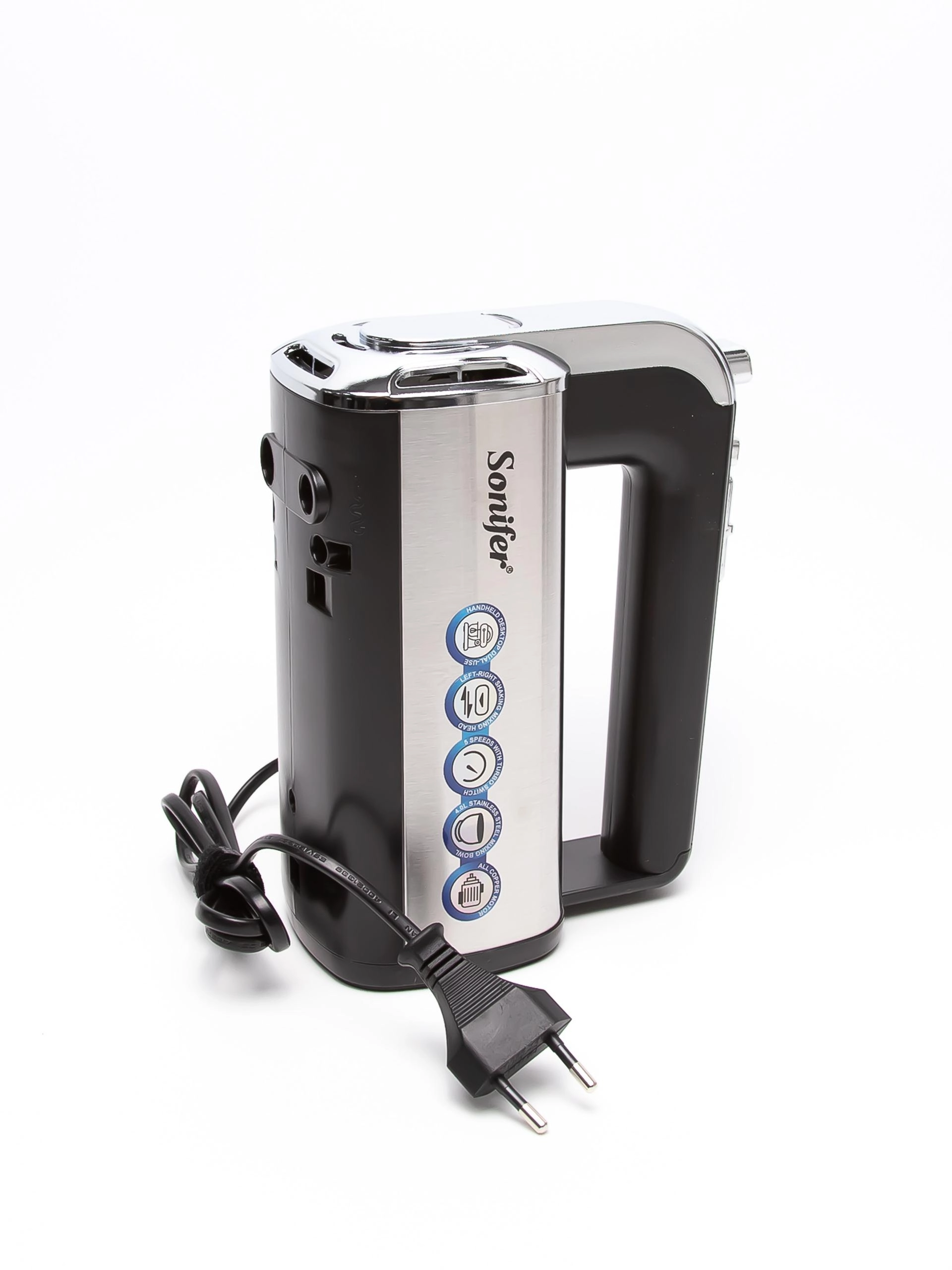 Planetar mikser Sonifer SF-7032, qora va kumush rangda bo'lib to'lash