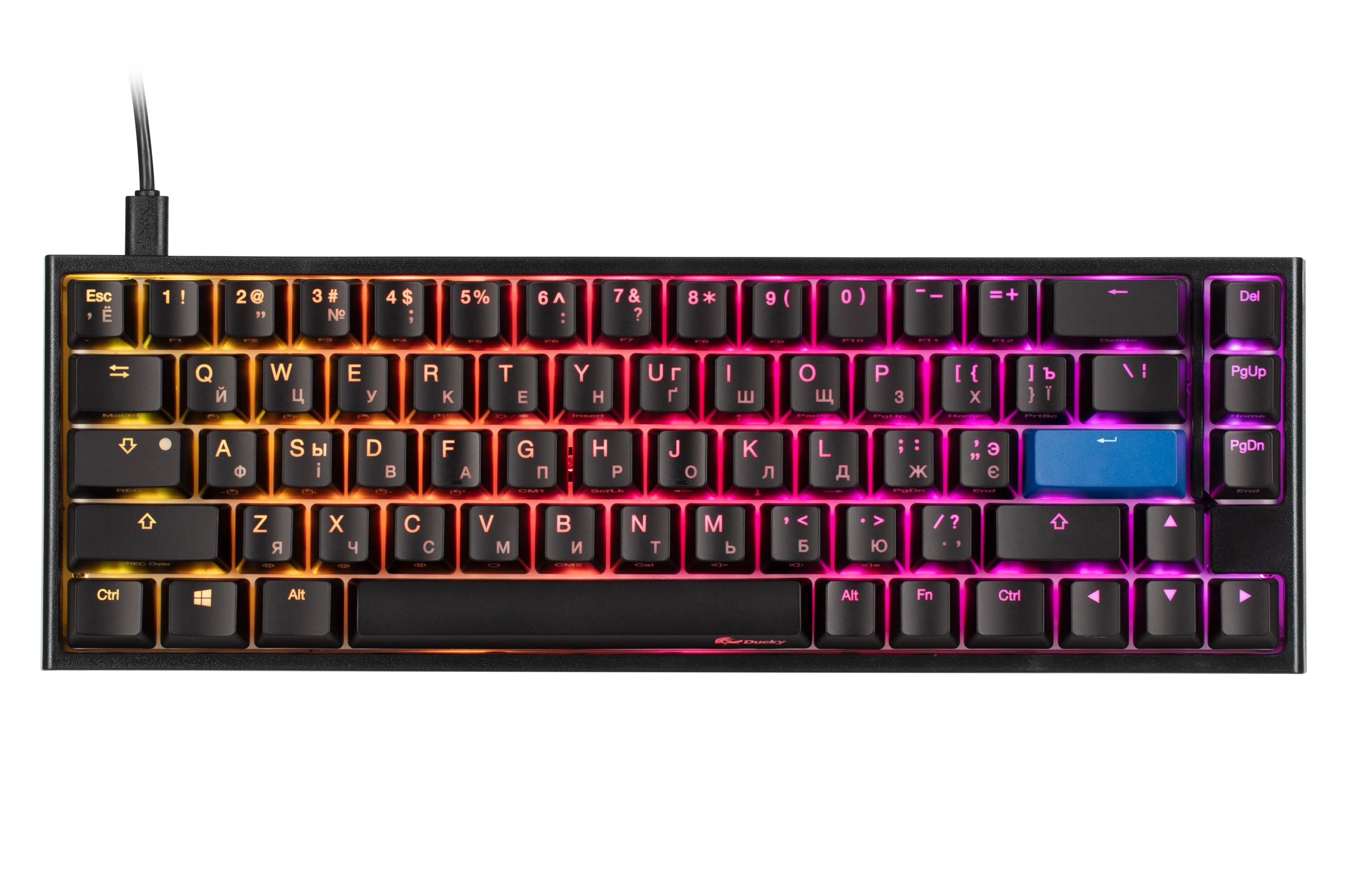 Ducky One 2 SF RGB LED Cherry Silent Red UA/RU Black-White klaviaturasi onlayn