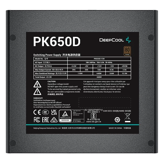 DeepCool PK650D quvvat bloki bo'lib to'lash