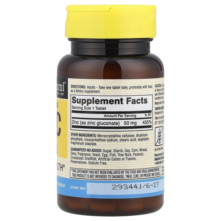 Mason Natural, Helatli sink, 50 mg, 100 ta tabletkalar (06911) arzon