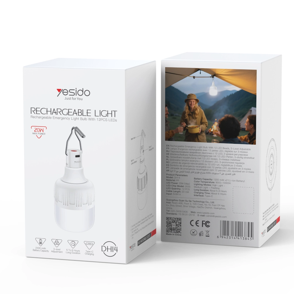 Yesido DH14 akkumulyatorli kemping chirog‘i arzon