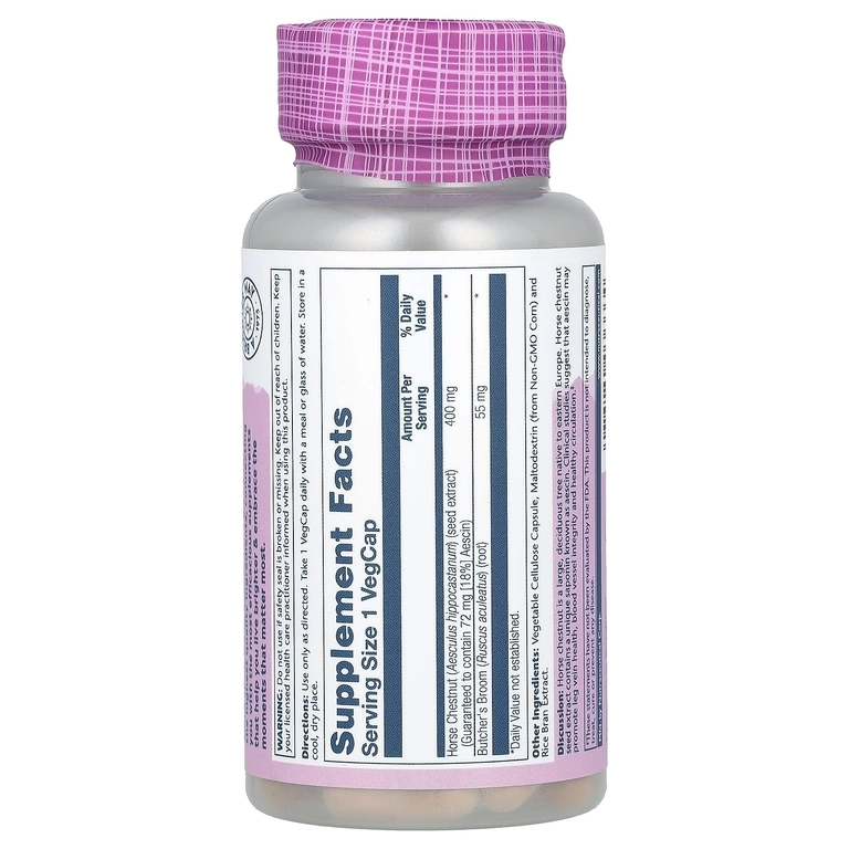 Solaray, Vital Extracts, конский каштан, 400 мг, 60 растительных капсул (03666) недорого