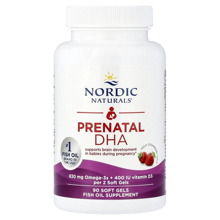 Nordic Naturals Prenatal DHA homilador ayollar uchun omega-3, qulupnay ta’mida, 90 kapsula (01753) O'zbekistonda