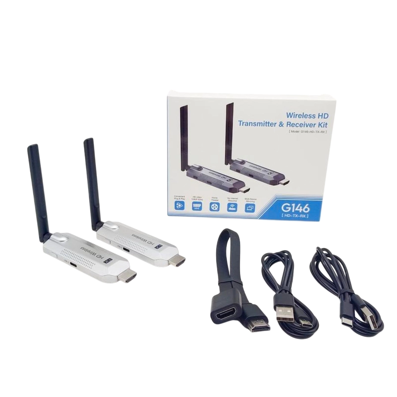 Simsiz video uzatish to‘plami Wireless HD Transmitter & Receiver 150m G146  , Grey bo'lib to'lash