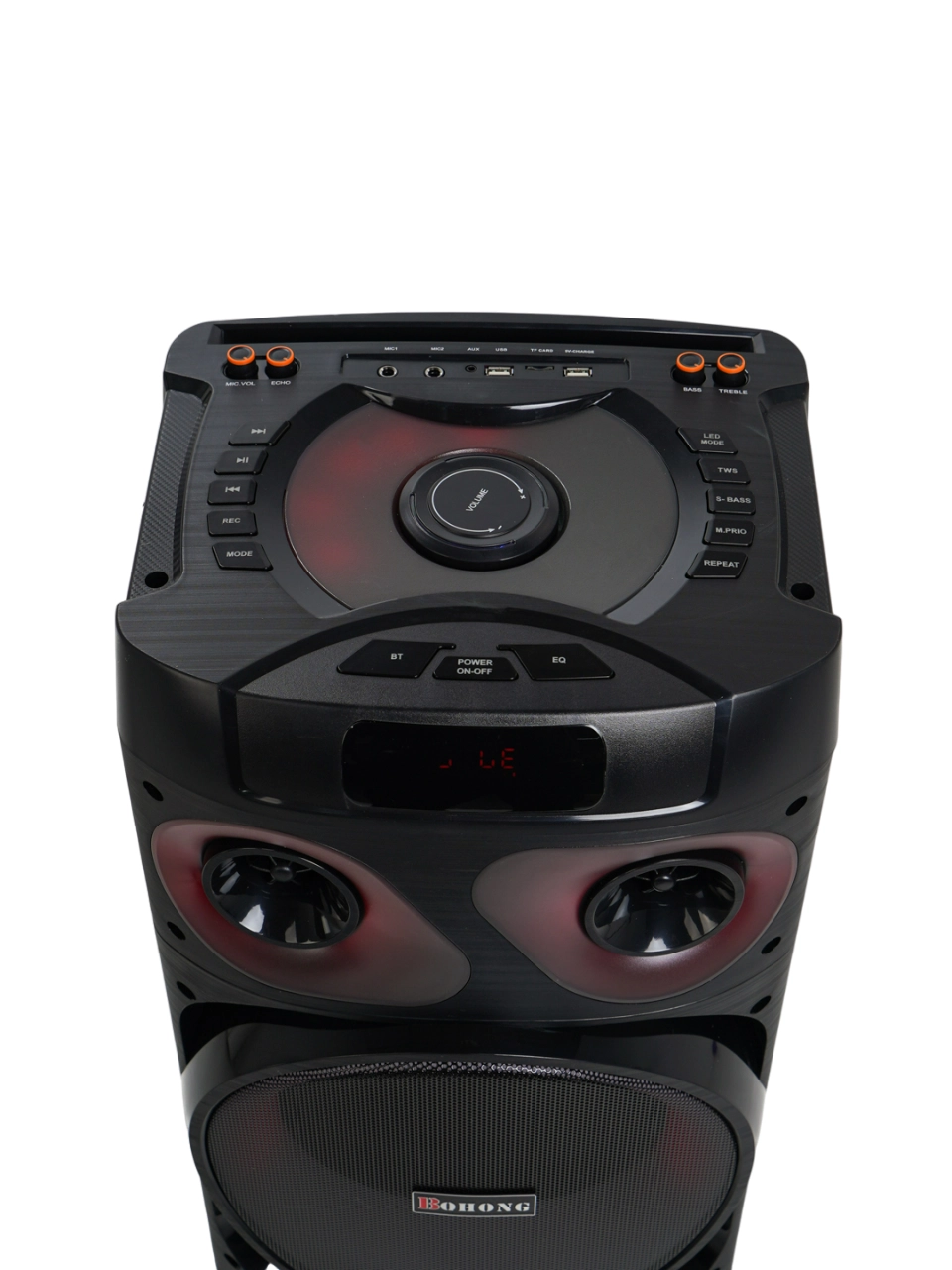 Subwoofer BQHONG MT1226 qora portativ kolonkasi + mikrofon arzon