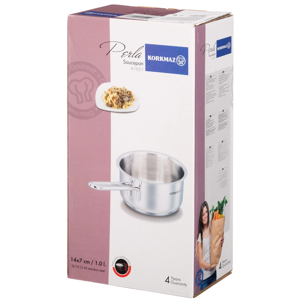 Korkmaz Perla14 sm 1 l, zanglamaydigan po‘lat, ko‘p qatlamli kapsulali taglik, sous tovasi (A1651) , Silver onlayn