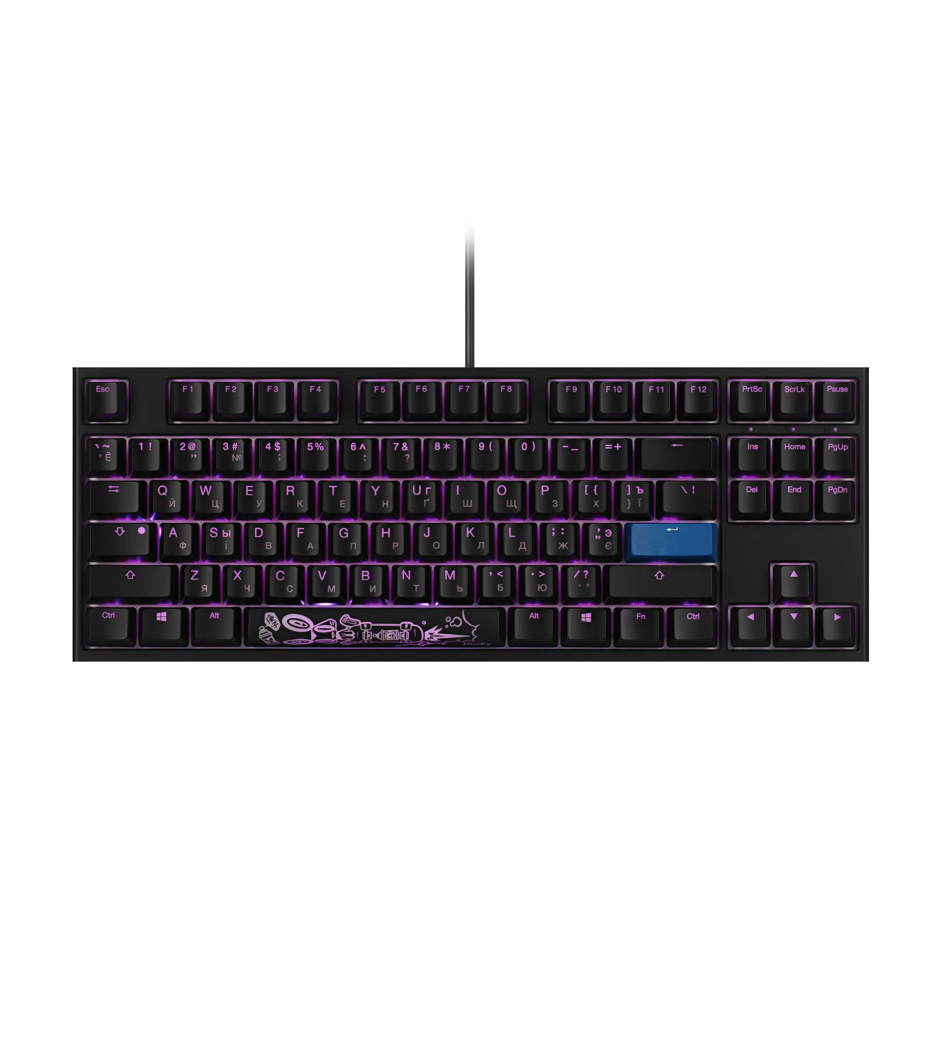 Ducky One 2 TKL RGB LED UA/RU Cherry Blue (Black-White) klaviaturasi sotib olish