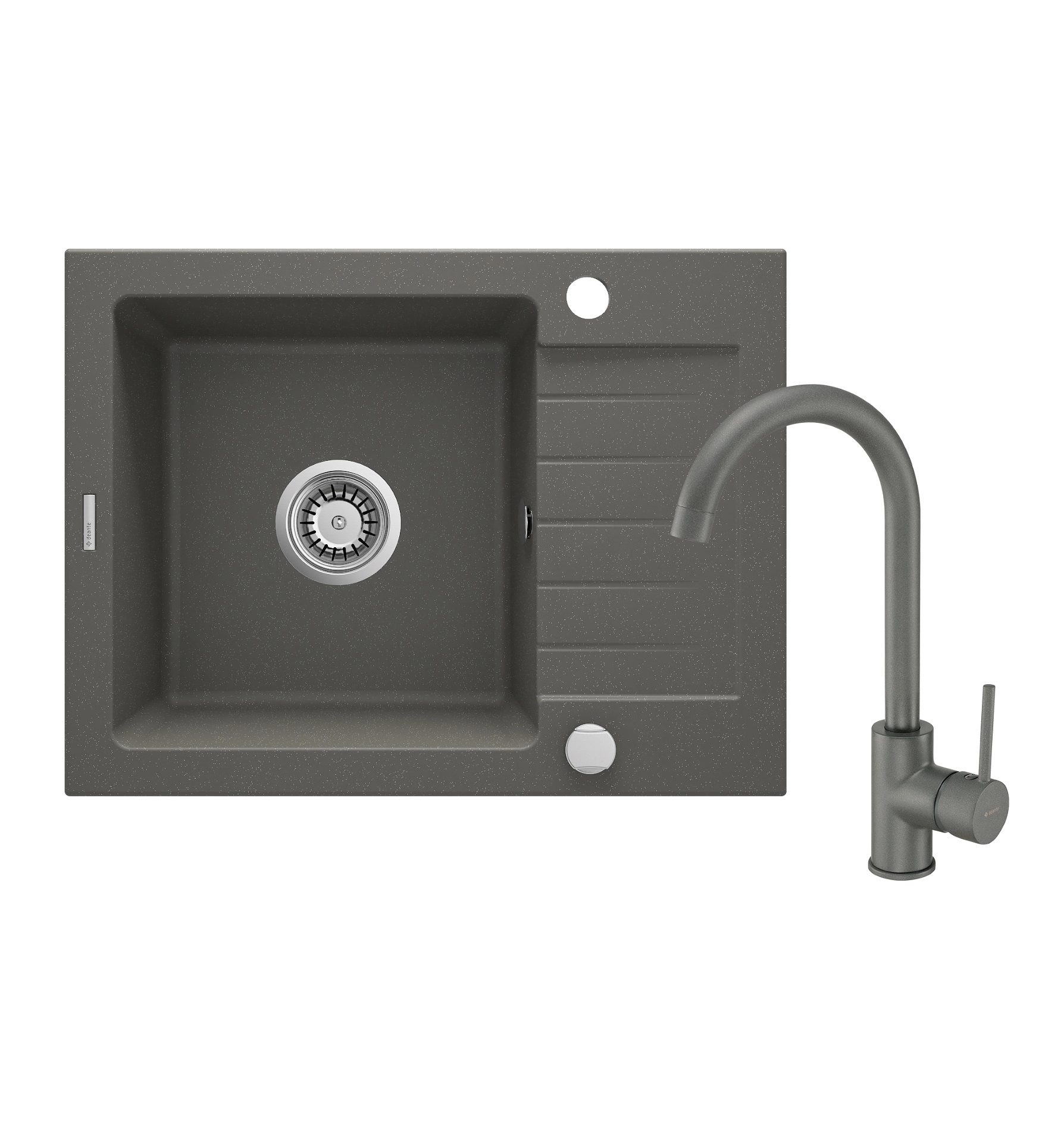 Кухонная мойка со смесителем Deante ZORBA Антрацит (с осушкой) sotib olish