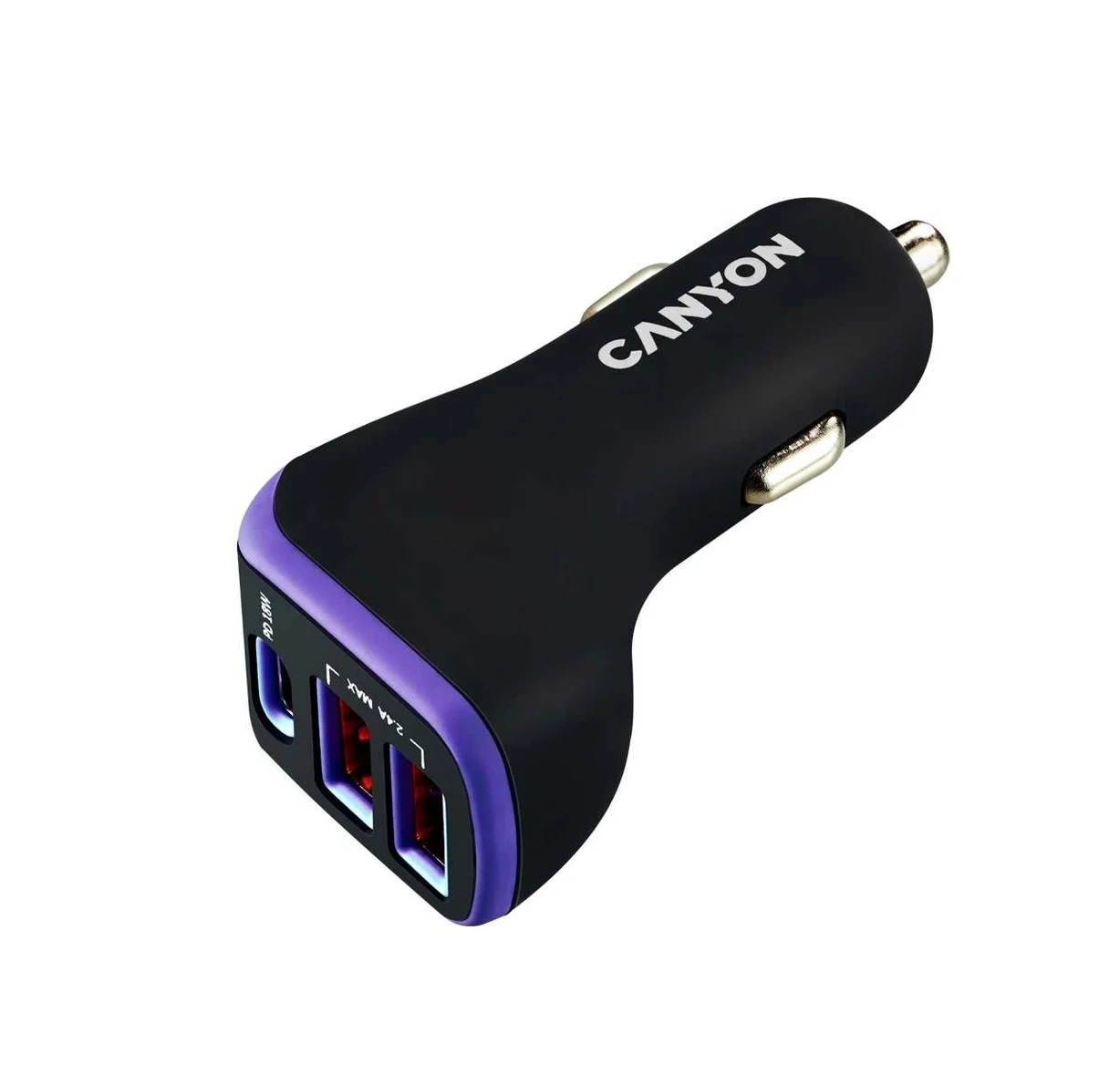 Универсальный автомобильный зарядный адаптер Canyon С-08 (CNE-CCA08PU) с 3 USB портами 2.4 А, PD 18W sotib olish