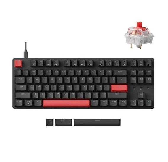 Klaviatura Lemokey X1 87 Key, Red, USB-A, QMK/VIA, EN/UZ/RU, Red led, Black sotib olish
