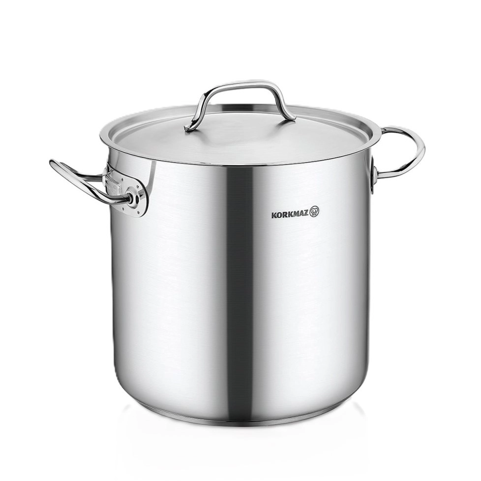 Korkmaz Proline Gastro 18x18 sm 4.3 l zanglamaydigan po‘lat, ko‘p qatlamli kapsulali taglik, baland kostryulkasi (A2729) , Silver sotib olish