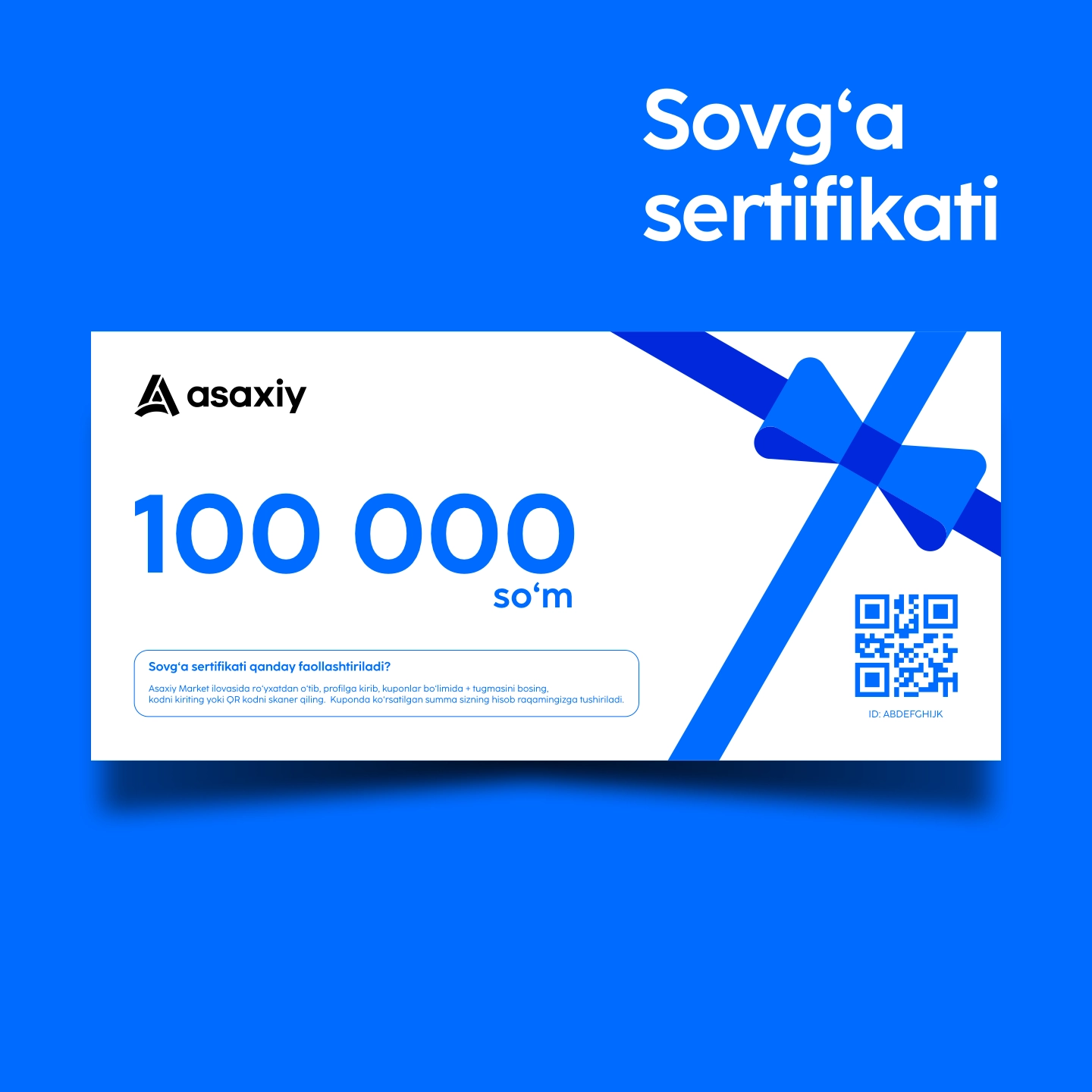 100 000 so'mlik sovg'a sertifikati sotib olish