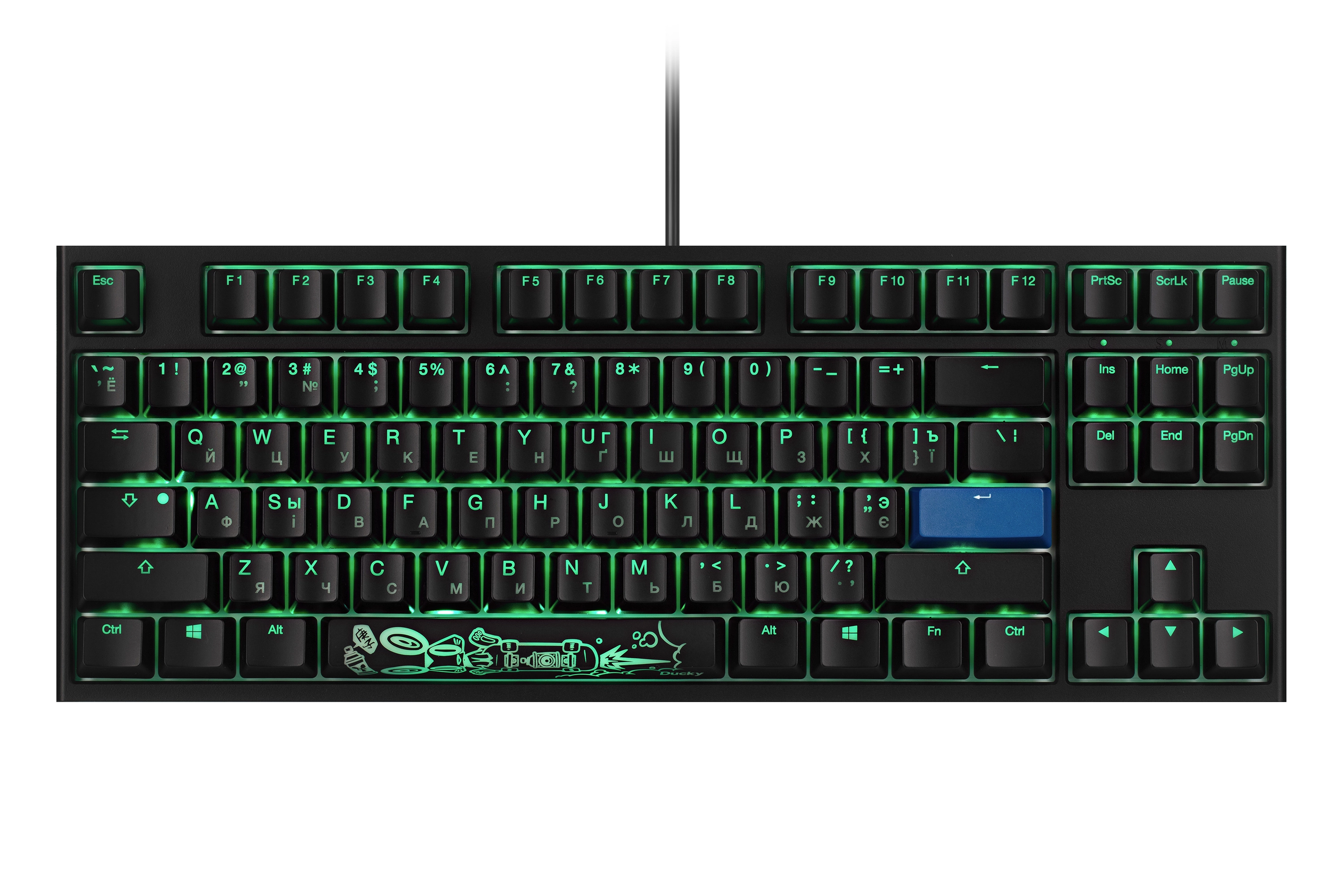 Ducky One 2 TKL RGB LED UA/RU Cherry Blue (Black-White) klaviaturasi arzon