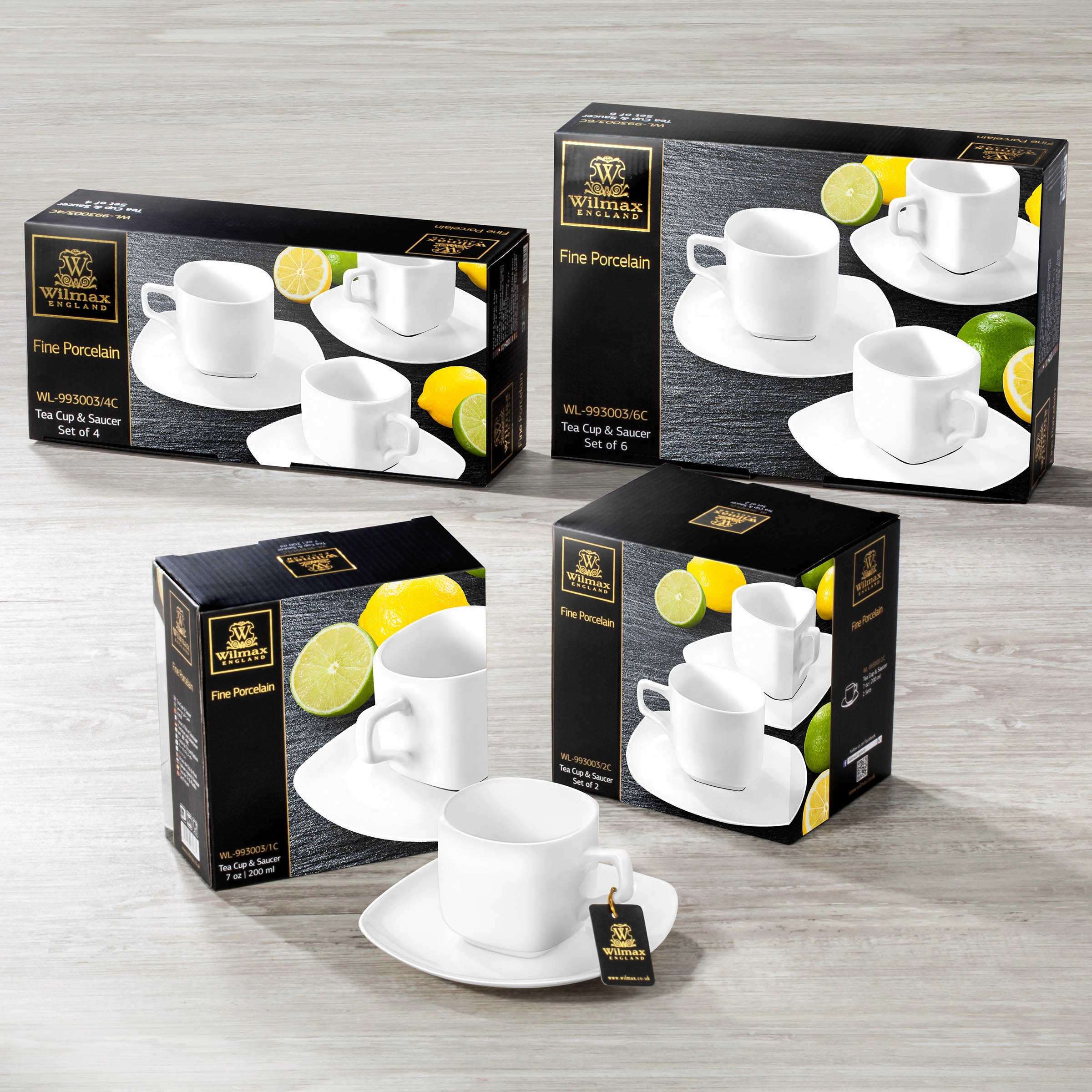 Wilmax WL-993003/4C 4 ta likopchali choy chashkasi to‘plami, 200 ml arzon