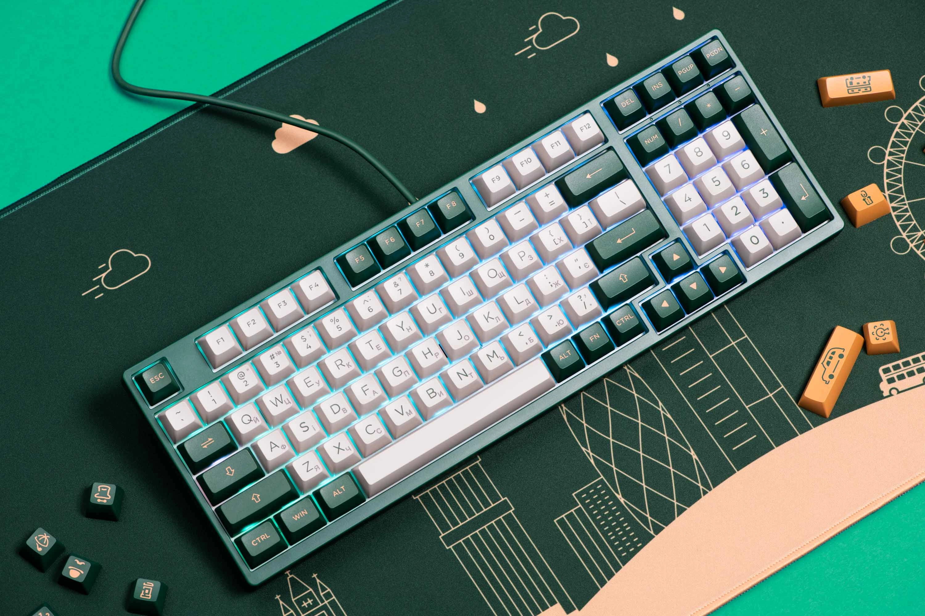 Akko 3098S London 98Key CS Jelly Pink USB-A Hot-swappable EN/UKR, RGB yashil klaviaturasi arzon