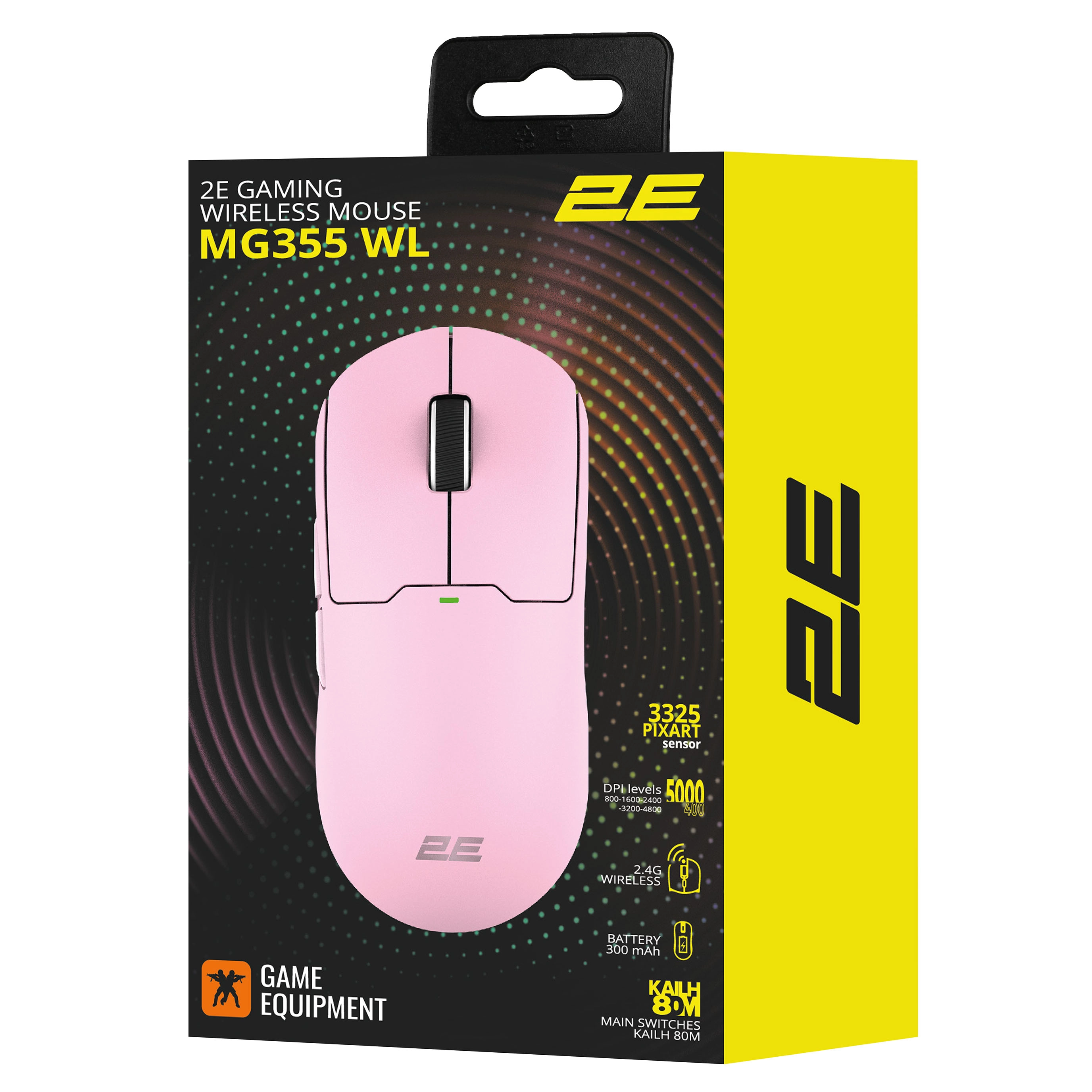 2E GAMING MG355 WL, RGB, USB-A/WL sichqonchasi pushti xususiyatlar
