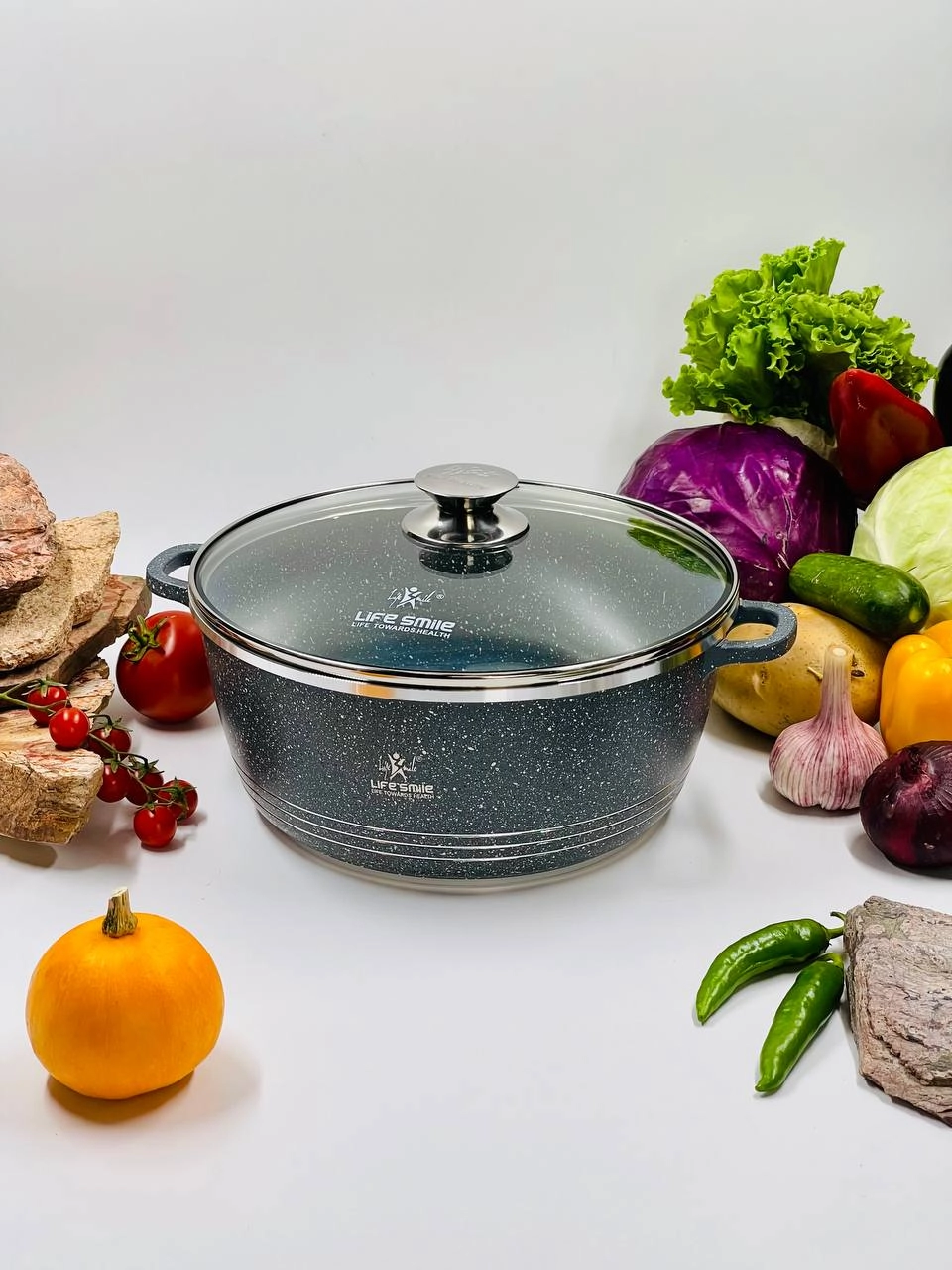 Shisha qopqoqli qozon Life Smile 36sm 13l , Grey sotib olish