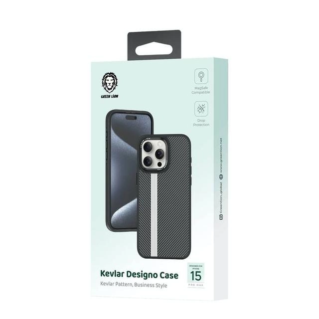 Green Lion Kevlar Designo iPhone 15 Pro max uchun qora g‘ilofi O'zbekistonda