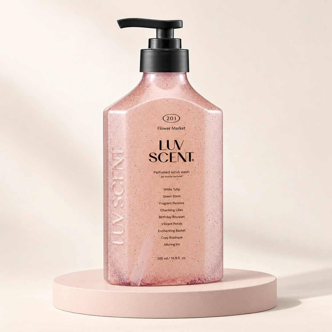 LUV SCENT 201 FLOWER MARKET parfyumerlangan tana skrab-geli arzon