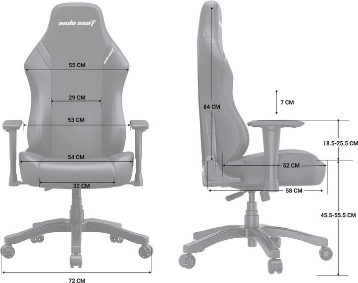 Anda Seat Luna Size L Black Fabric o‘yin kreslosi xususiyatlar