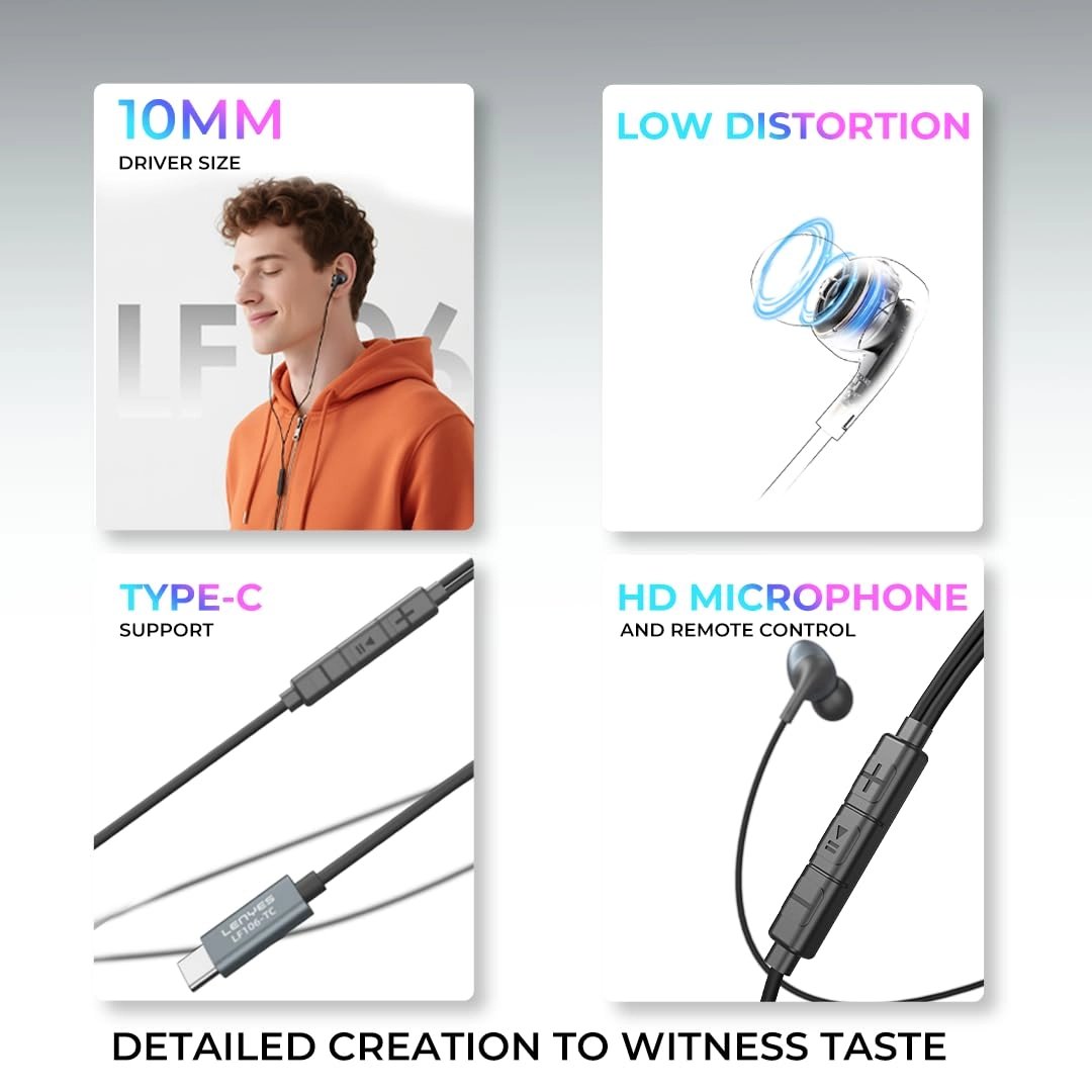 Lenyes LF106 Type-C quloqchinlari Black narxi