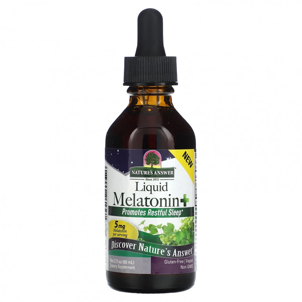 Nature's Answer Liquid Melatonin+ tabiiy vanil va apelsinli krem, 5 mg, 60 ml (26136) O'zbekistonda
