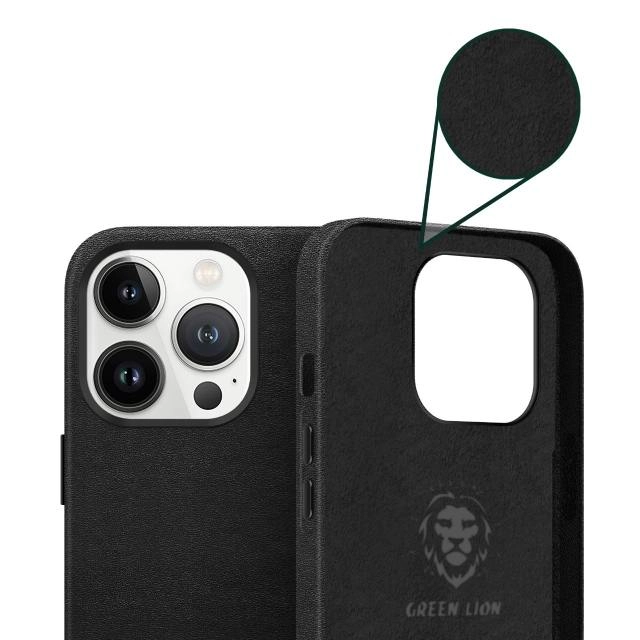 Чехол Green Lion Vegan Leather для iPhone 13 Pro max черный недорого