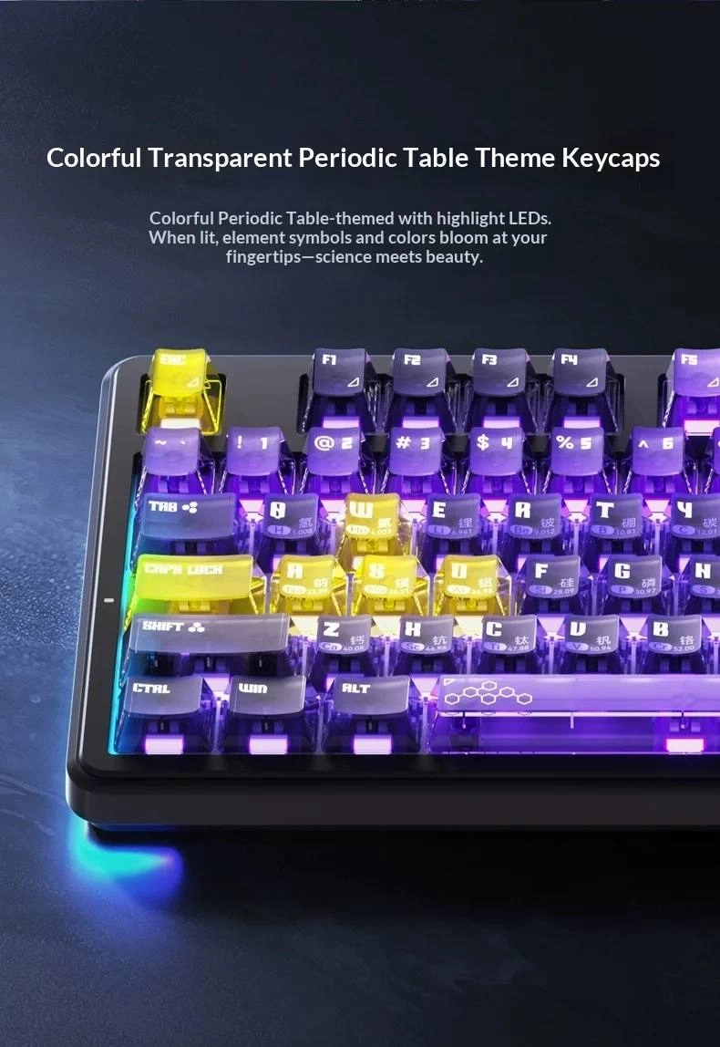 Проводная механическая клавиатура AJAZZ MK87 PRO 10000mAh, Purple-yellow-deep purple недорого